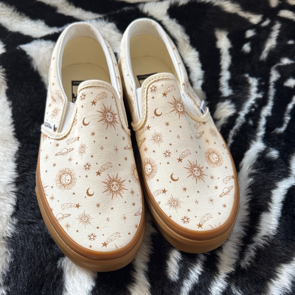 Vans Celestial Slip-On Sneakers - Cream and Brown